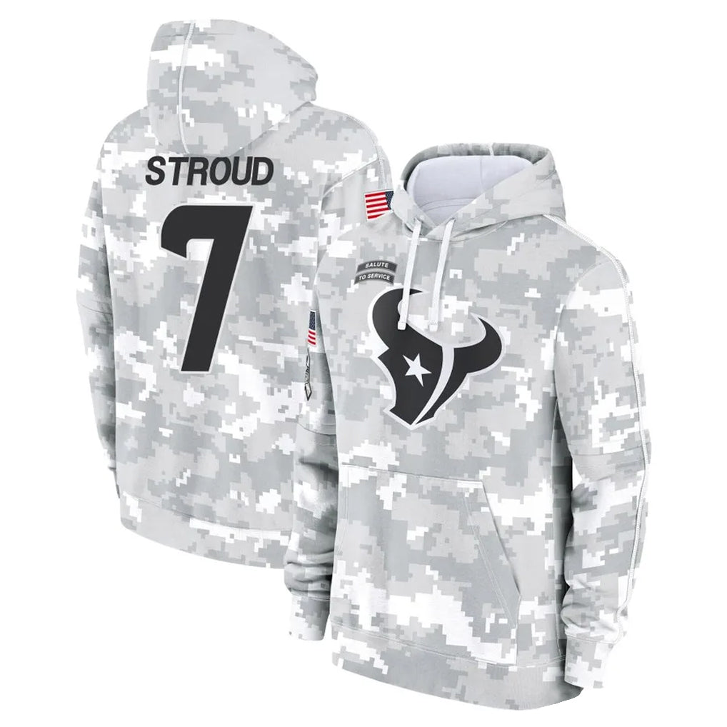 BIPIHUC H.Texans #7 CJ Stroud Player Arctic Camo Salute to Service Hoodies Limited Game Stitched Jerseys