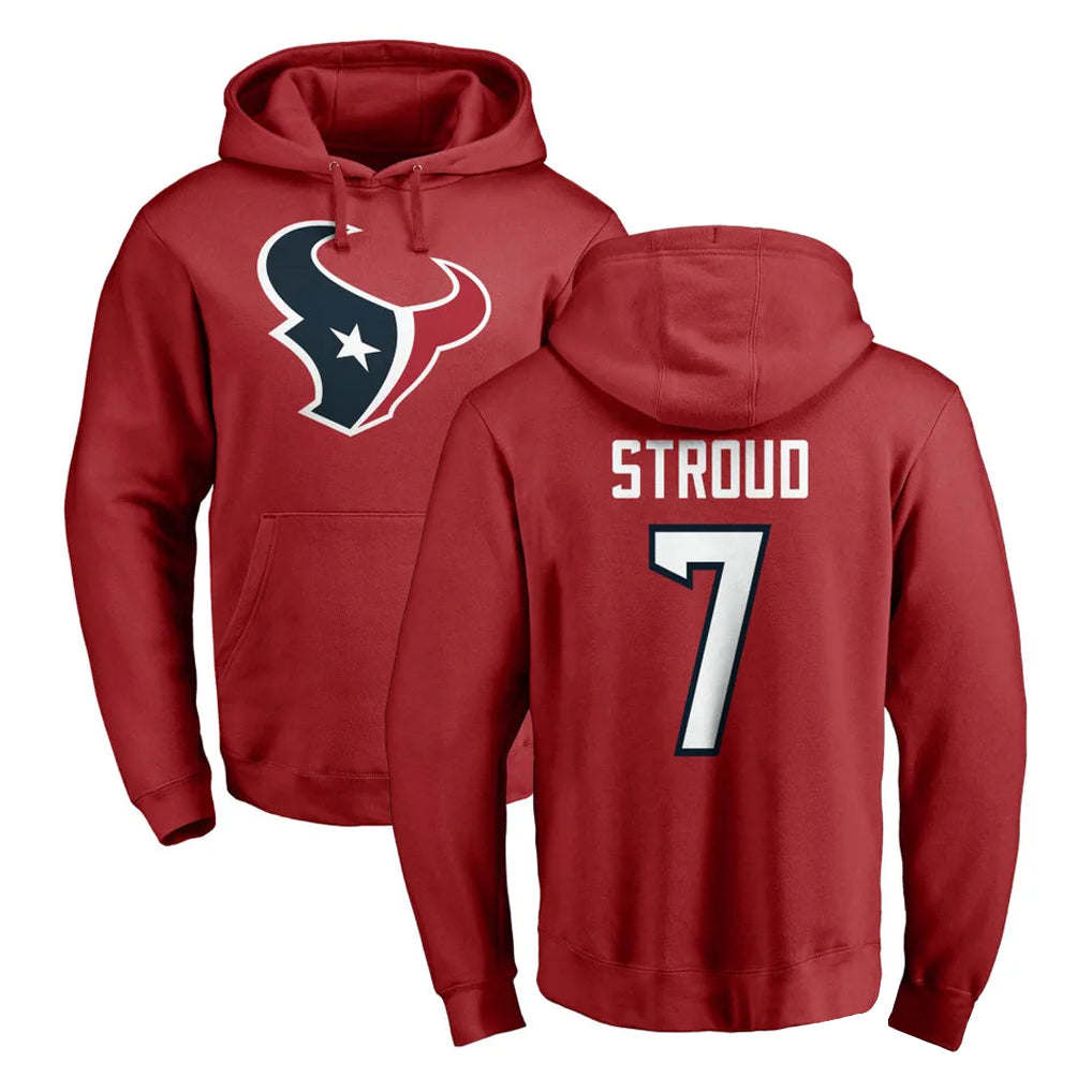BIPIHUC H.Texans #7 CJ Stroud Player Red Pro Line Pullover Hoodie Limited Game Stitched Jerseys