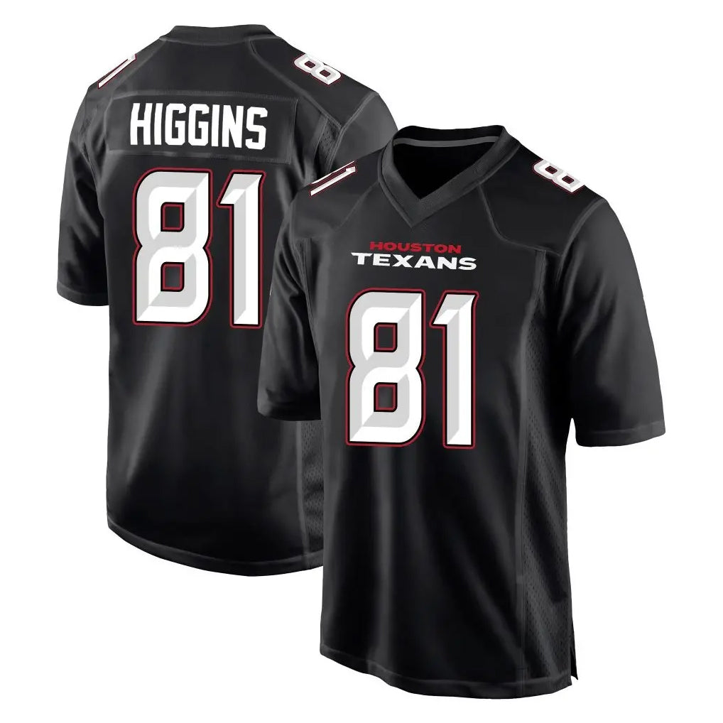 BIPIHUC H.Texans #81 Jayden Higgins Player Carbon Black Fashion Home Game Stitched Jerseys