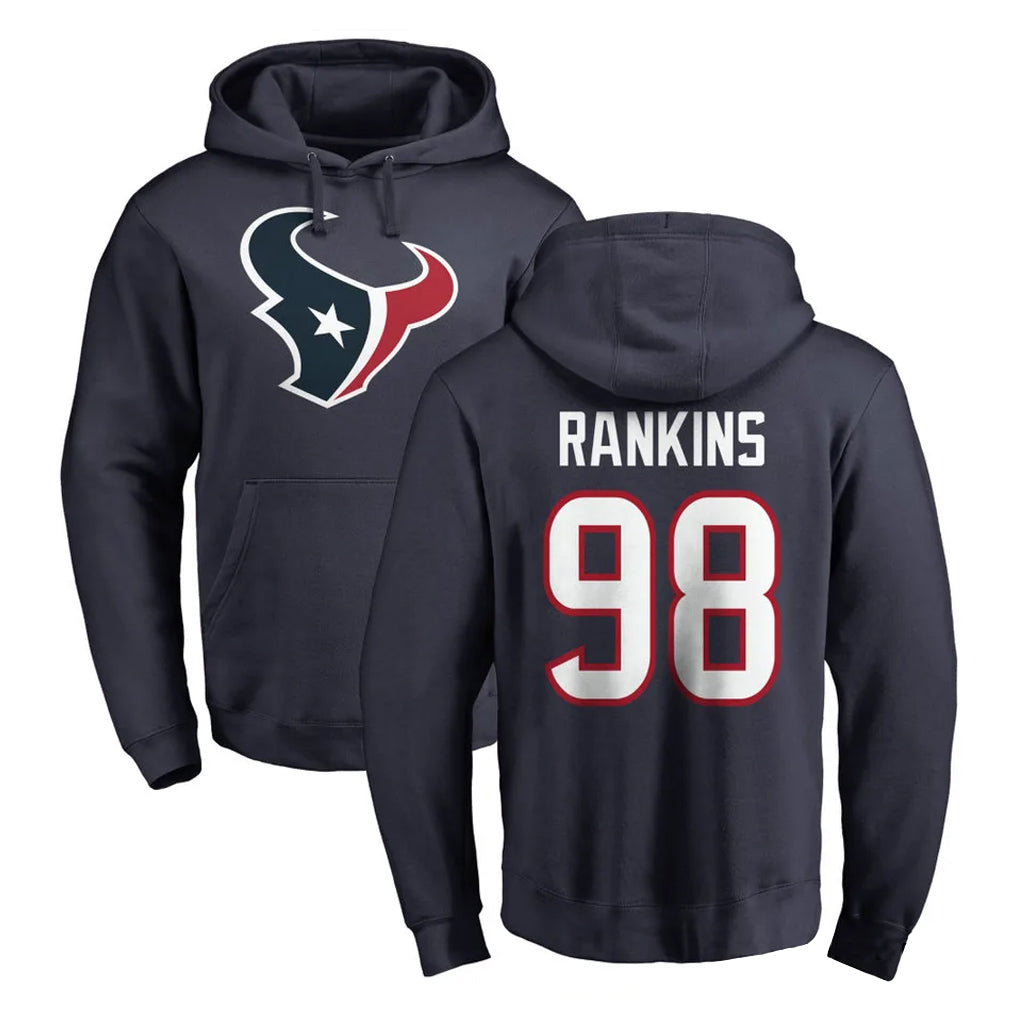 BIPIHUC H.Texans #98 Sheldon Rankins Player Navy Pro Line Pullover Hoodie Limited Game Stitched Jerseys