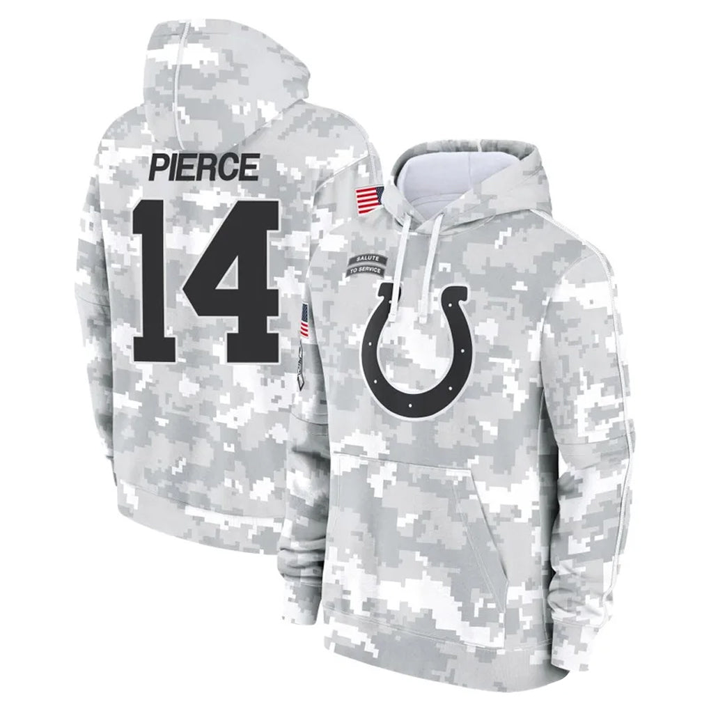 BIPIHUC IN.Colts #14 Alec Pierce Player Arctic Camo Salute to Service Hoodies Limited Game Stitched Jerseys