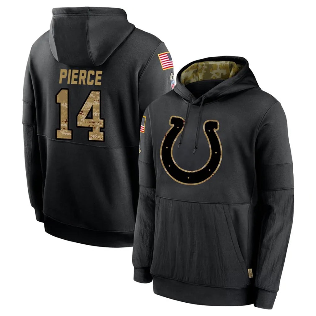 BIPIHUC IN.Colts #14 Alec Pierce Player Black Salute to Service Hoodies Limited Game Stitched Jerseys