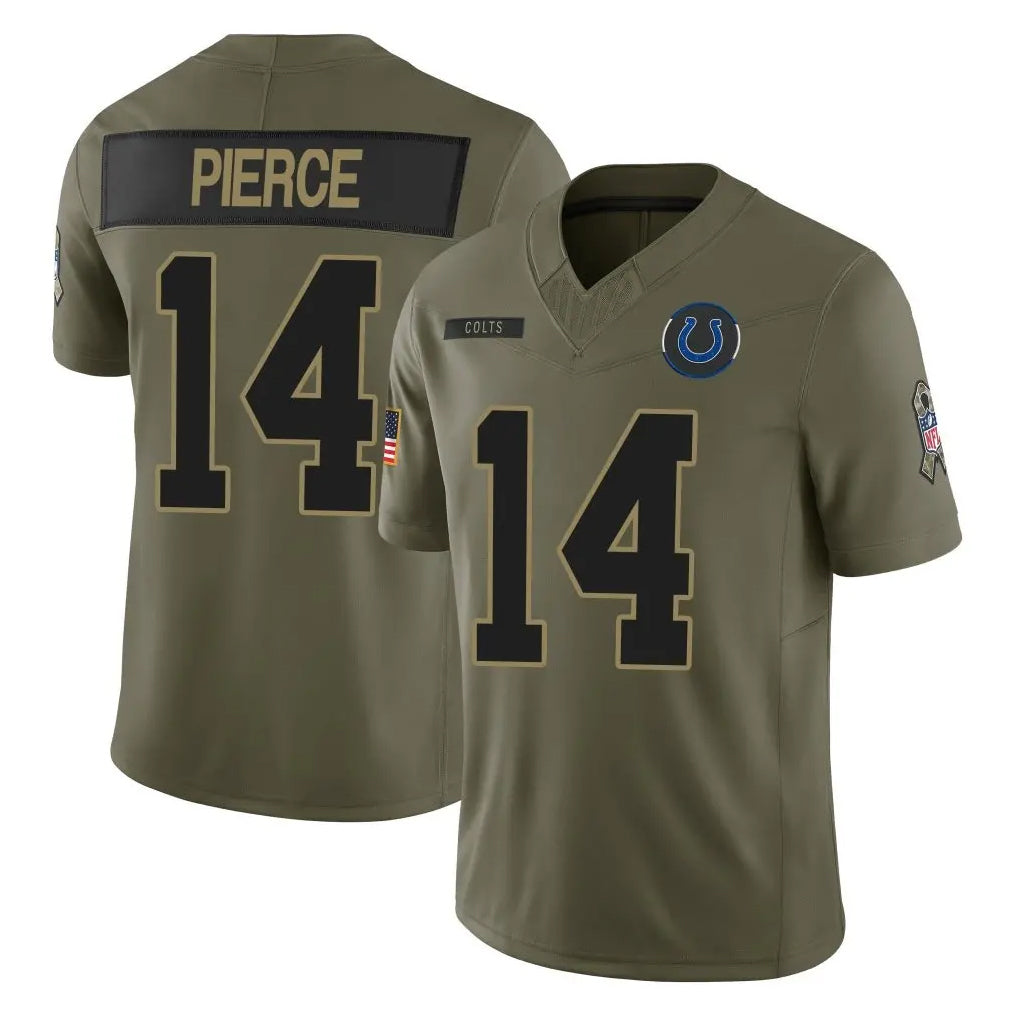BIPIHUC IN.Colts #14 Alec Pierce Player Olive 2025 Salute To Service Limited Game Stitched Jerseys