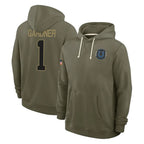 BIPIHUC IN.Colts #1 Sauce Gardner Player Olive Salute to Service Pullover Hoodies Limited Stitched Jerseys