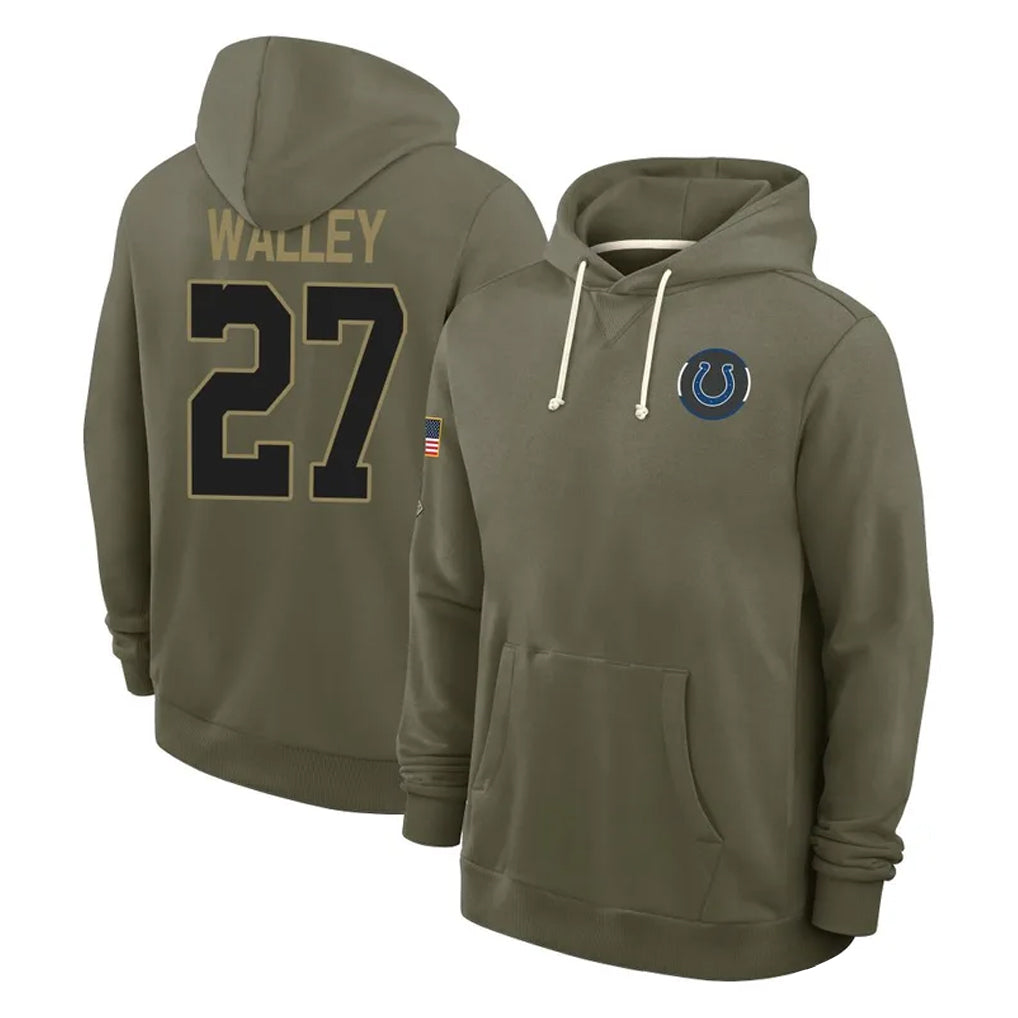 BIPIHUC IN.Colts #27 Justin Walley Player Olive Salute to Service Pullover Hoodies Limited Stitched Jerseys