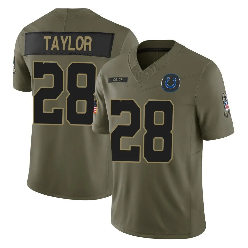BIPIHUC IN.Colts #28 Jonathan Taylor Player Olive 2025 Salute To Service Limited Game Stitched Jerseys