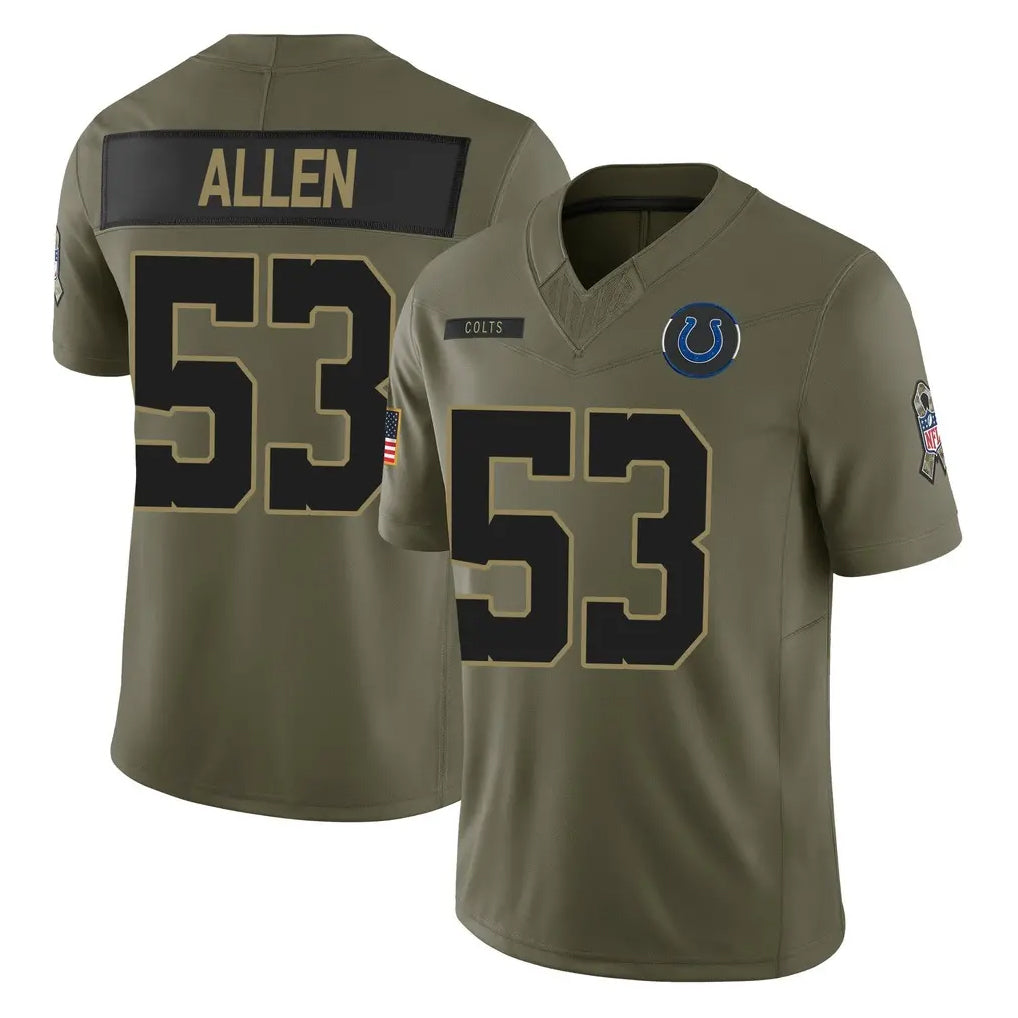 BIPIHUC IN.Colts #53 CJ Allen Player Olive 2025 Salute To Service Limited Game Stitched Jerseys