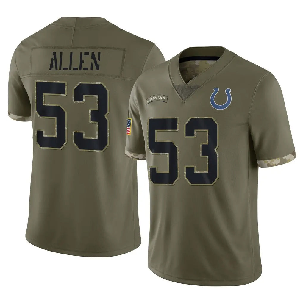 BIPIHUC IN.Colts #53 CJ Allen Player Olive Salute To Service Limited Stitched Jerseys
