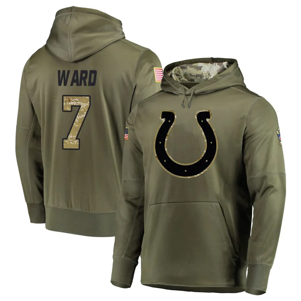 BIPIHUC IN.Colts #7 Charvarius Ward Sr. Player Olive Salute to Service Pullover Hoodies Home Game Stitched Jerseys