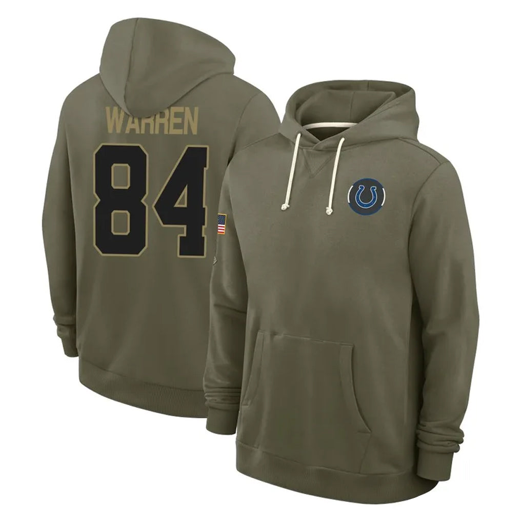 BIPIHUC IN.Colts #84 Tyler Warren Player Olive Salute to Service Pullover Hoodies Limited Stitched Jerseys
