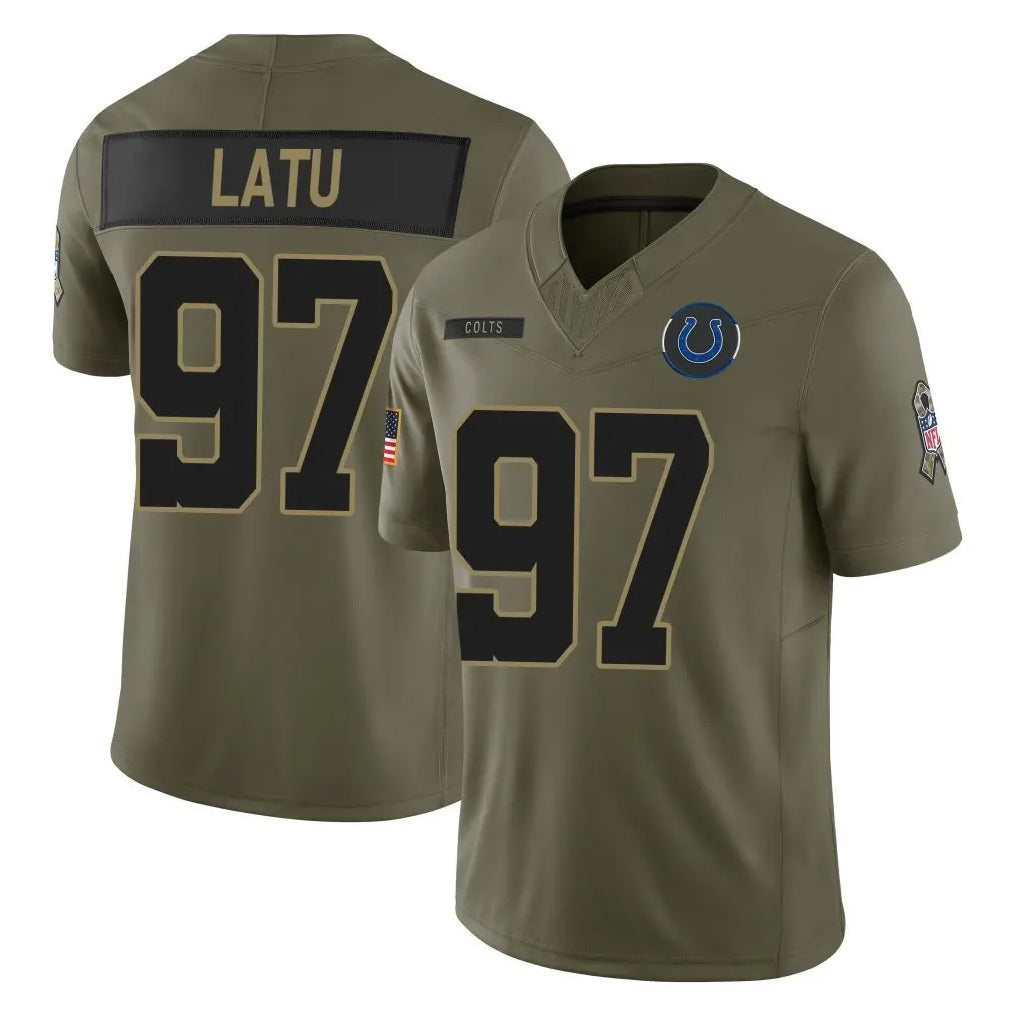 BIPIHUC IN.Colts #97 Laiatu Latu Player Olive 2025 Salute To Service Limited Game Stitched Jerseys