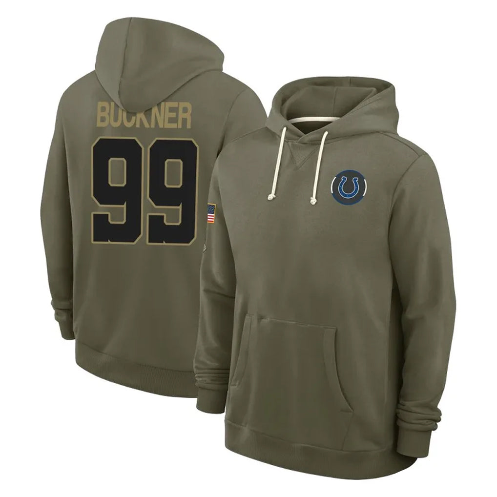 BIPIHUC IN.Colts #99 DeForest Buckner Player Olive Salute to Service Pullover Hoodies Limited Stitched Jerseys