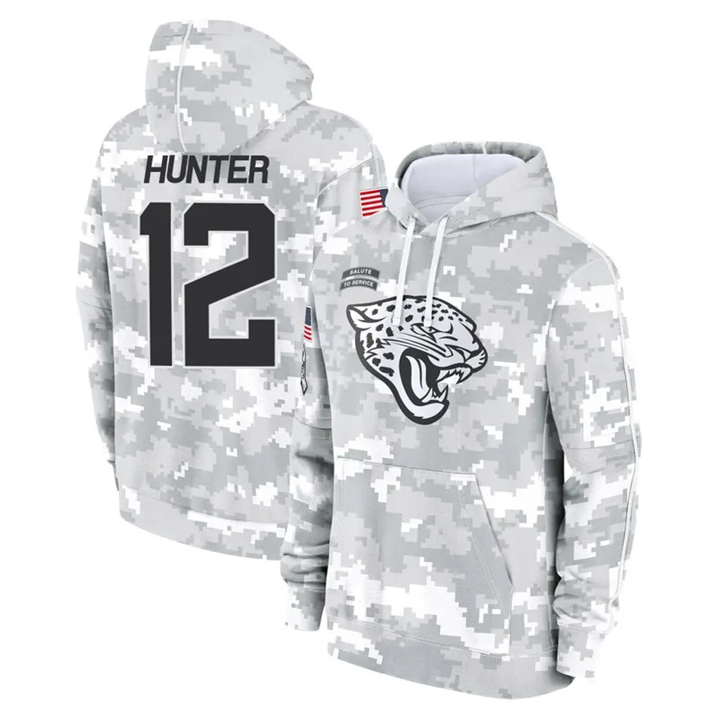 BIPIHUC J.Jaguars #12 Travis Hunter Player Arctic Camo Salute to Service Hoodies Limited Game Stitched Jerseys