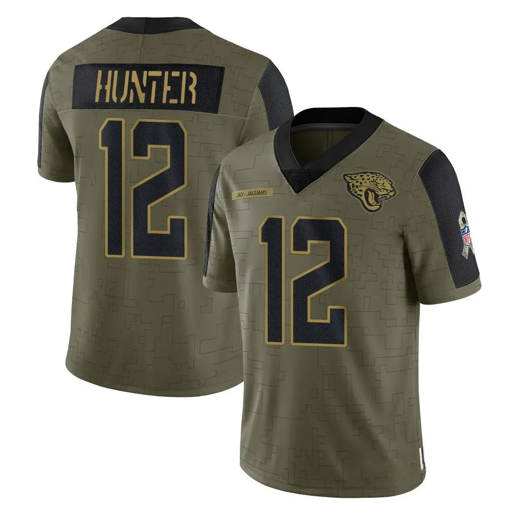 BIPIHUC J.Jaguars #12 Travis Hunter Player Olive Salute To Service Limited Game Stitched Jerseys