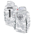 BIPIHUC J.Jaguars #1 Montaric Brown Player Arctic Camo Salute to Service Hoodies Limited Game Stitched Jerseys