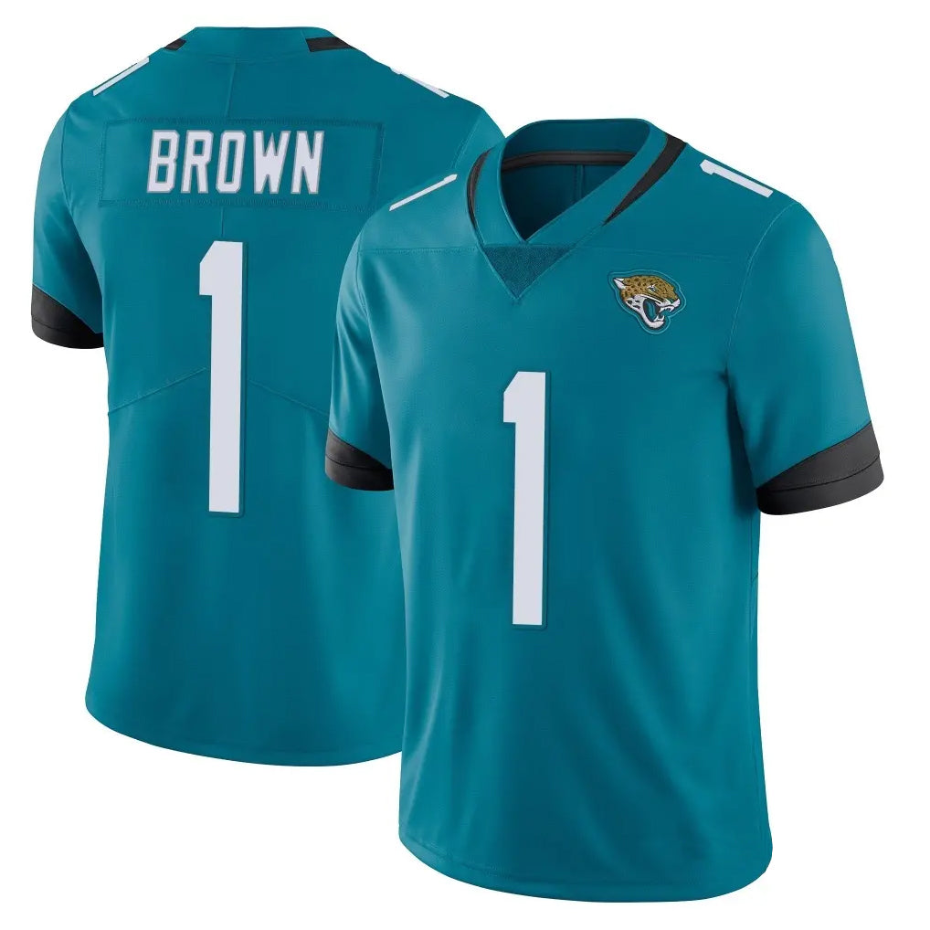 BIPIHUC J.Jaguars #1 Montaric Brown Player Teal Vapor Untouchable Limited Home Game Stitched Jerseys