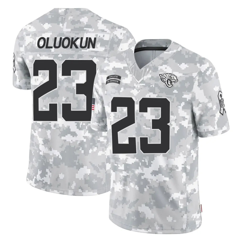 BIPIHUC J.Jaguars #23 Foyesade Oluokun Player Arctic Camo Salute To Service Limited Game Stitched Jerseys
