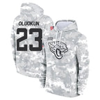 BIPIHUC J.Jaguars #23 Foyesade Oluokun Player Arctic Camo Salute to Service Hoodies Limited Game Stitched Jerseys
