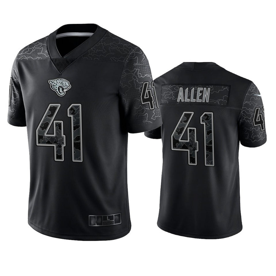 BIPIHUC J.Jaguars #41 Josh Hines-Allen Player Black RFLCTV Limited Football Jerseys