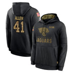 BIPIHUC J.Jaguars #41 Josh Hines-Allen Player Black Salute to Service Hoodies Limited Game Stitched Jerseys