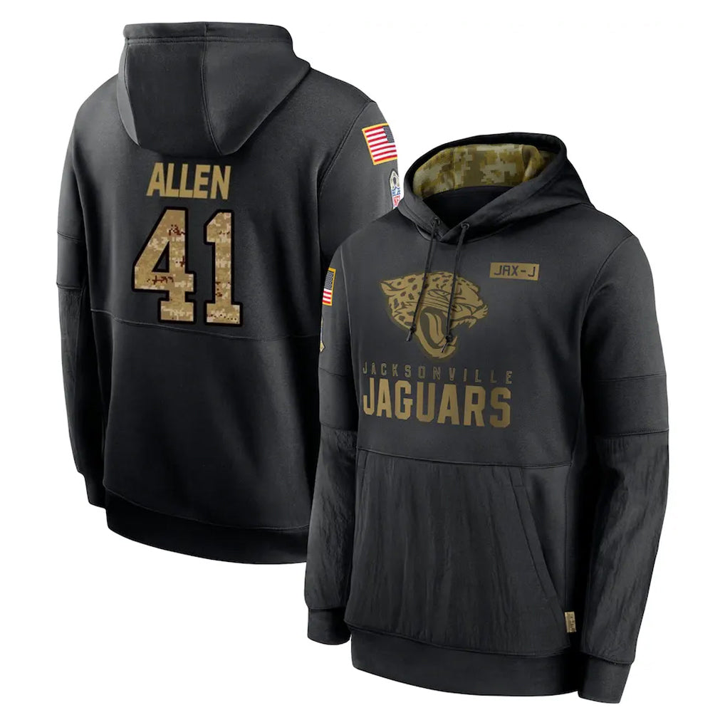 BIPIHUC J.Jaguars #41 Josh Hines-Allen Player Black Salute to Service Hoodies Limited Game Stitched Jerseys