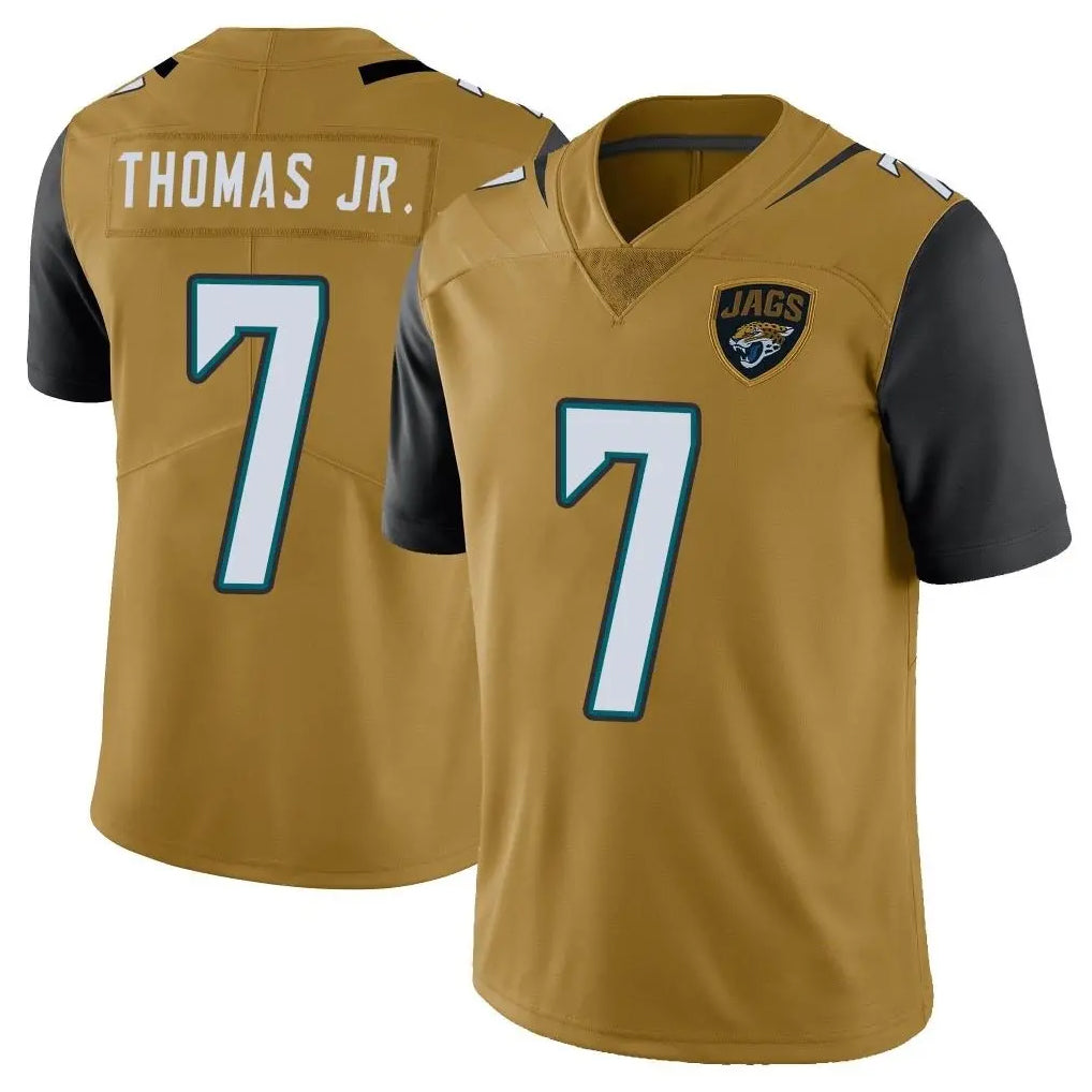 BIPIHUC J.Jaguars #7 Brian Thomas Jr. Player Gold Vapor Limited Home Game Stitched Jerseys