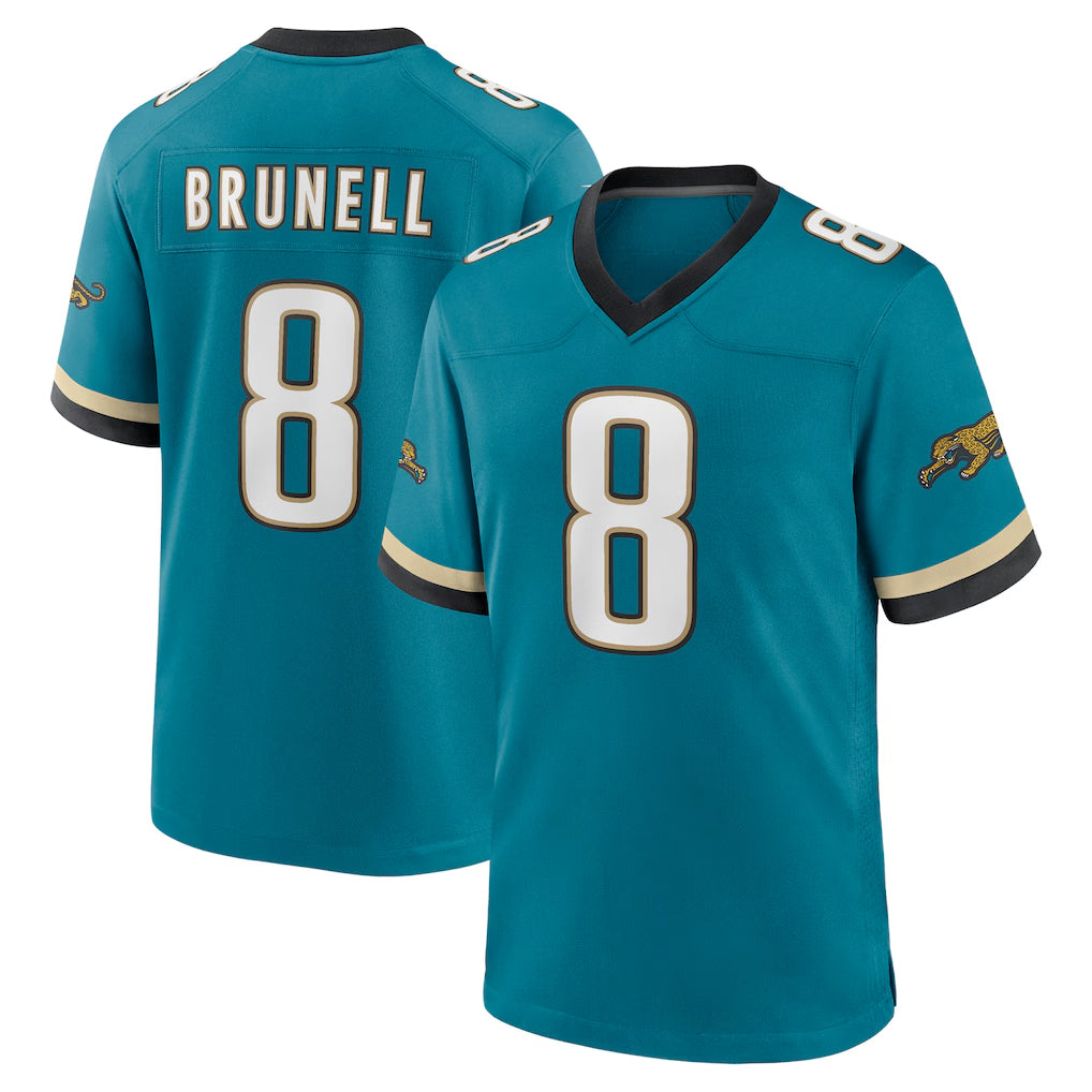 BIPIHUC J.Jaguars #8 Mark Brunell?Player Teal Prowler Throwback Limited Home Game Stitched Jerseys