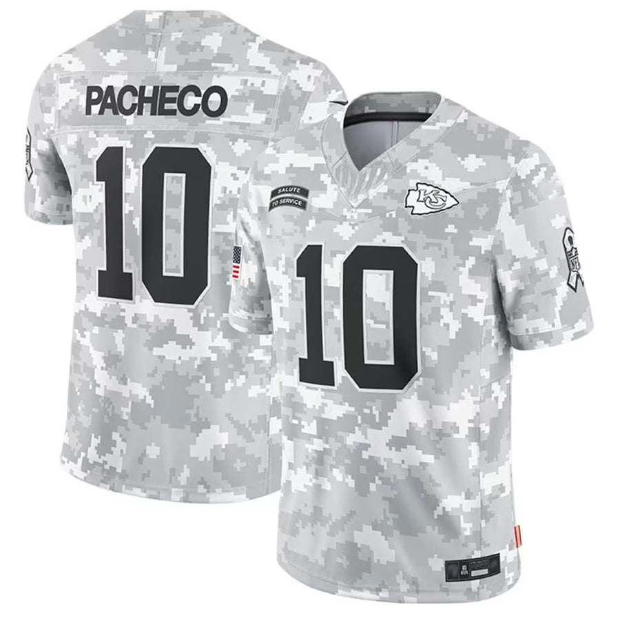 BIPIHUC KC.Chiefs #10 Isiah Pacheco Player Arctic Camo Salute to Service Limited Stitched Jerseys