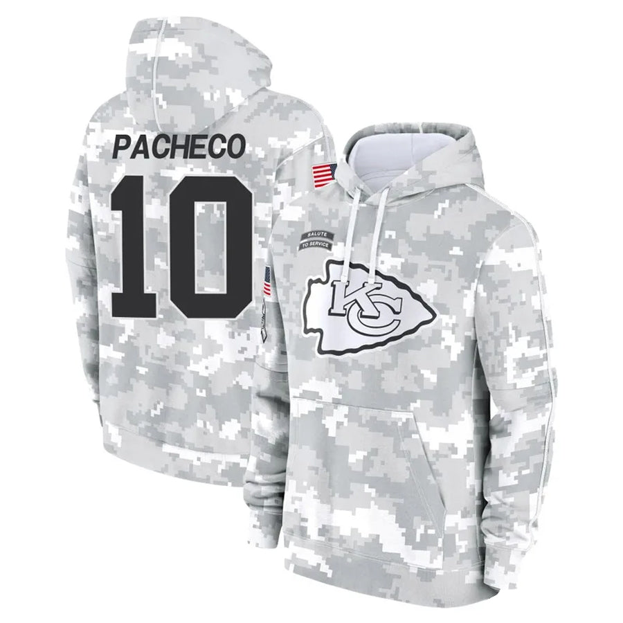 BIPIHUC KC.Chiefs #10 Isiah Pacheco Player Salute to Service Hoodies Stitched Jerseys