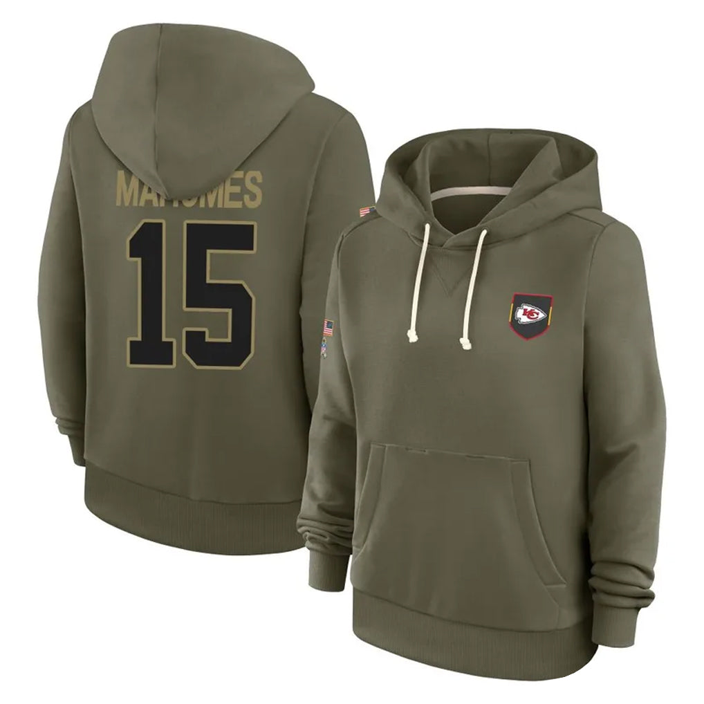 BIPIHUC KC.Chiefs #15 Patrick Mahomes Player Olive Salute to Service Hoodies Stitched Jerseys