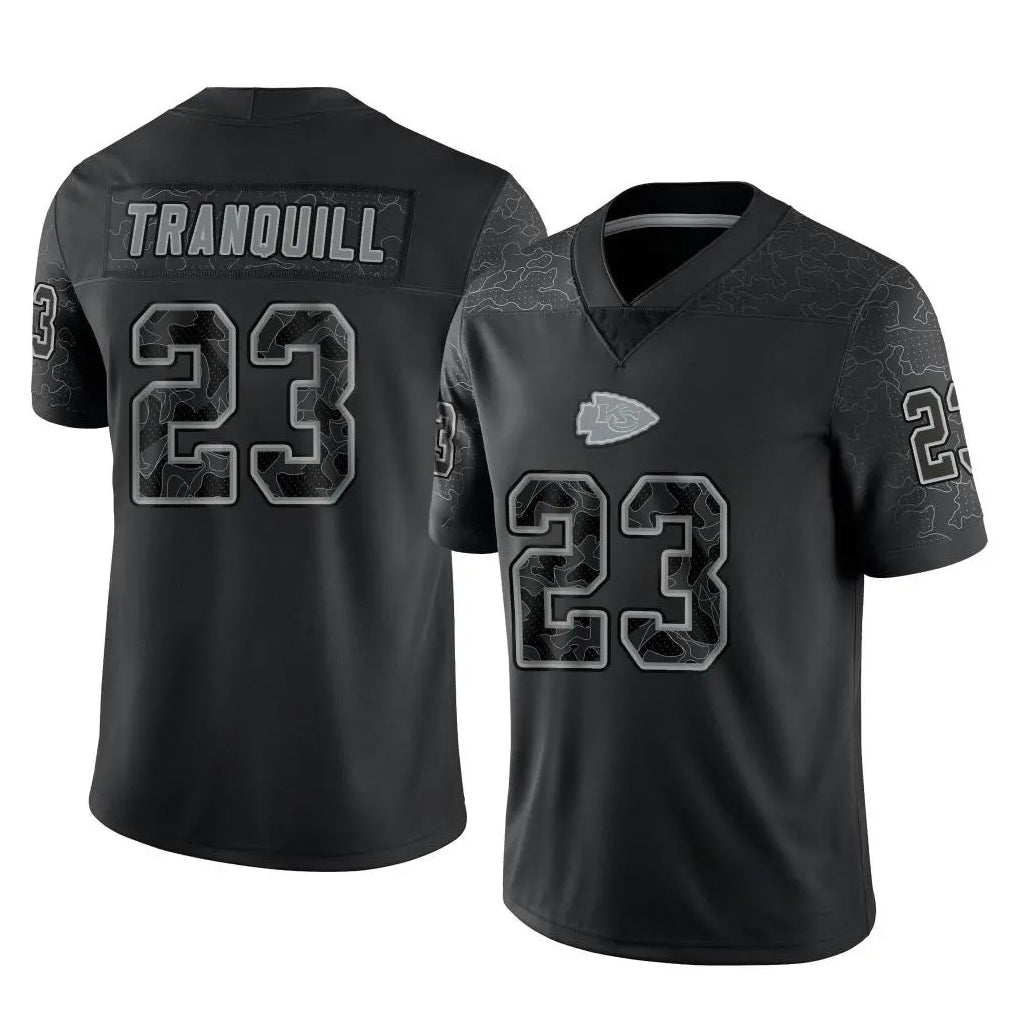 BIPIHUC KC.Chiefs #23 Drue Tranquill Player Black Limited Reflective Game Stitched Jerseys