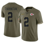 BIPIHUC KC.Chiefs #2 Tyquan Thornton Player Olive Salute To Service Limited Stitched Jerseys