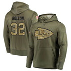 BIPIHUC KC.Chiefs #32 Nick Bolton Player Salute to Service Limited Olive Hoodies Stitched Jerseys