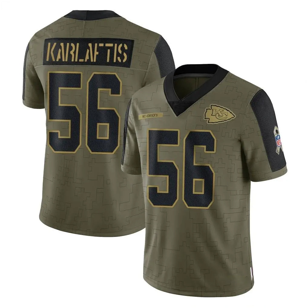 BIPIHUC KC.Chiefs #56 George Karlaftis Player Olive Salute To Service Limited Game Stitched Jerseys