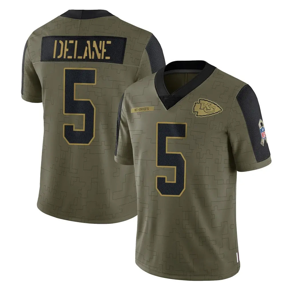 BIPIHUC KC.Chiefs #5 Mansoor Delane Player Olive Salute To Service Limited Game Stitched Jerseys