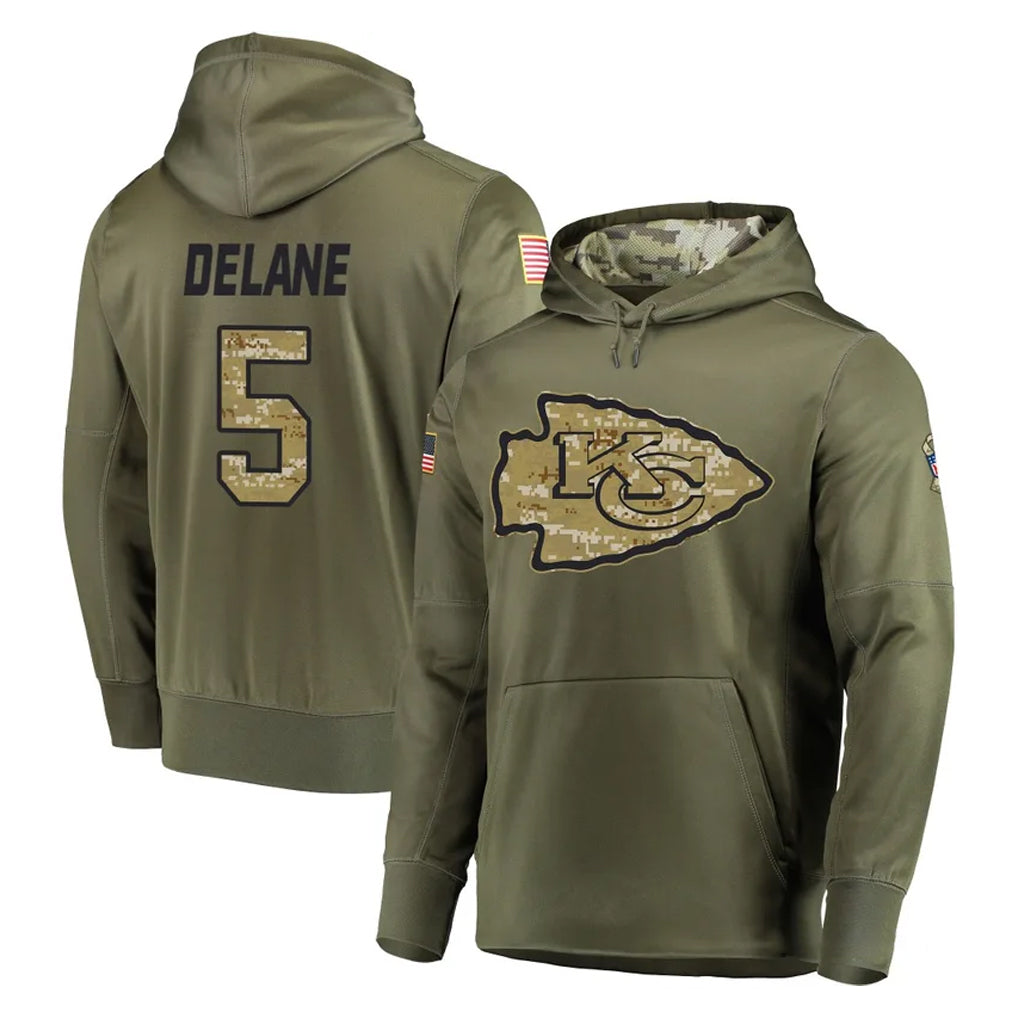 BIPIHUC KC.Chiefs #5 Mansoor Delane Player Olive Salute to Service Pullover Hoodies Home Game Stitched Jerseys