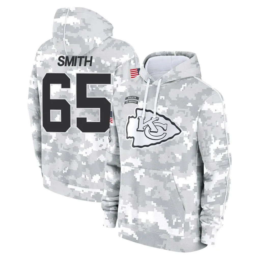 BIPIHUC KC.Chiefs #65 Trey Smith Player Arctic Camo Salute to Service Hoodies Limited Game Stitched Jerseys