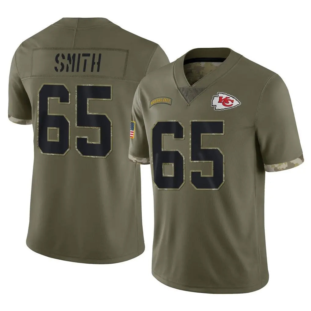 BIPIHUC KC.Chiefs #65 Trey Smith Player Olive Salute To Service Limited Stitched Jerseys