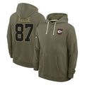BIPIHUC KC.Chiefs #87 Travis Kelce Player Olive Salute to Service Hoodies Stitched Jerseys