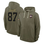 BIPIHUC KC.Chiefs #87 Travis Kelce Player Olive Salute to Service Hoodies Stitched Jerseys