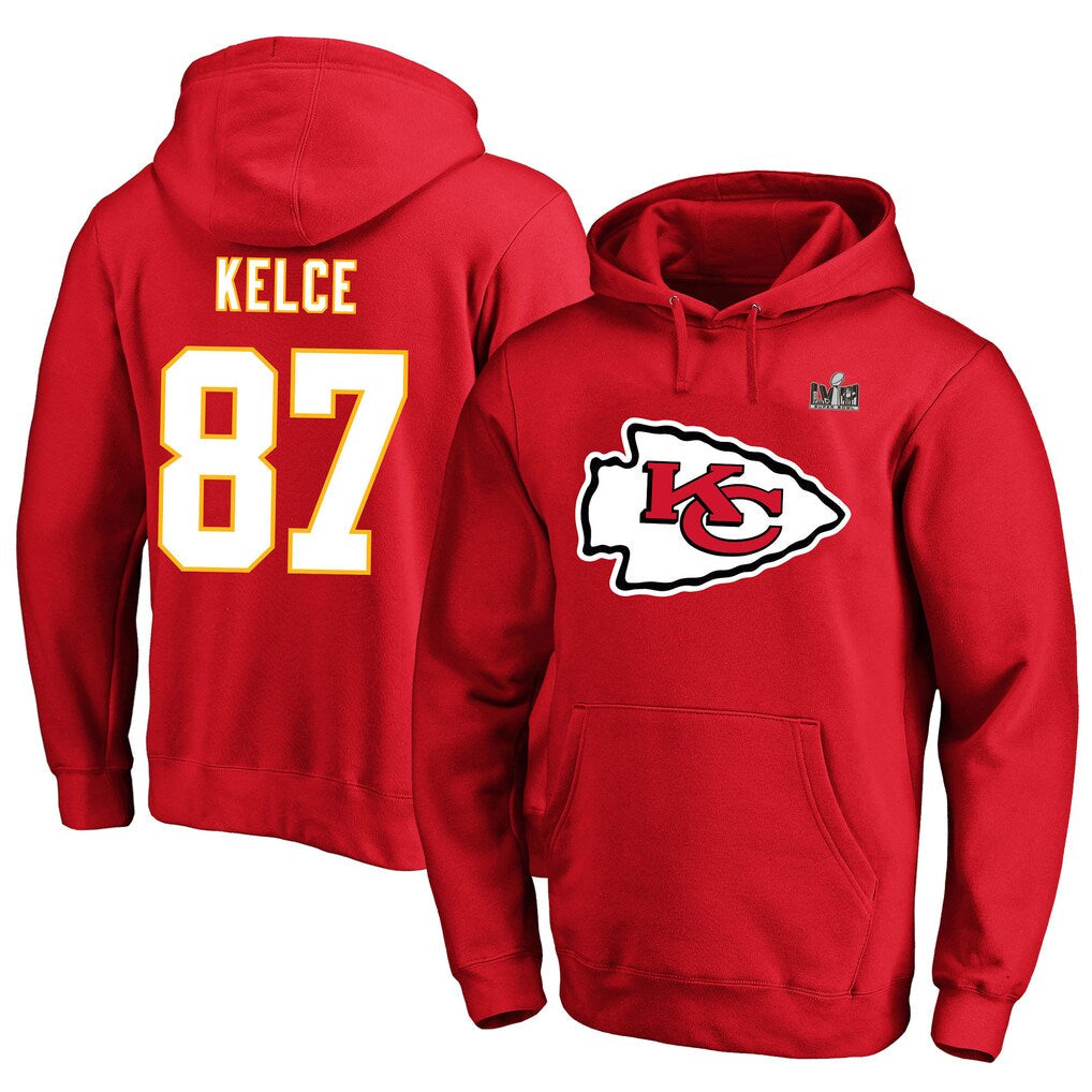 BIPIHUC KC.Chiefs #87 Travis Kelce Player Red Pullover Hoodies Stitched Jerseys