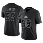 BIPIHUC KC.Chiefs #95 Chris Jones Player Black Limited Reflective Game Stitched Jerseys
