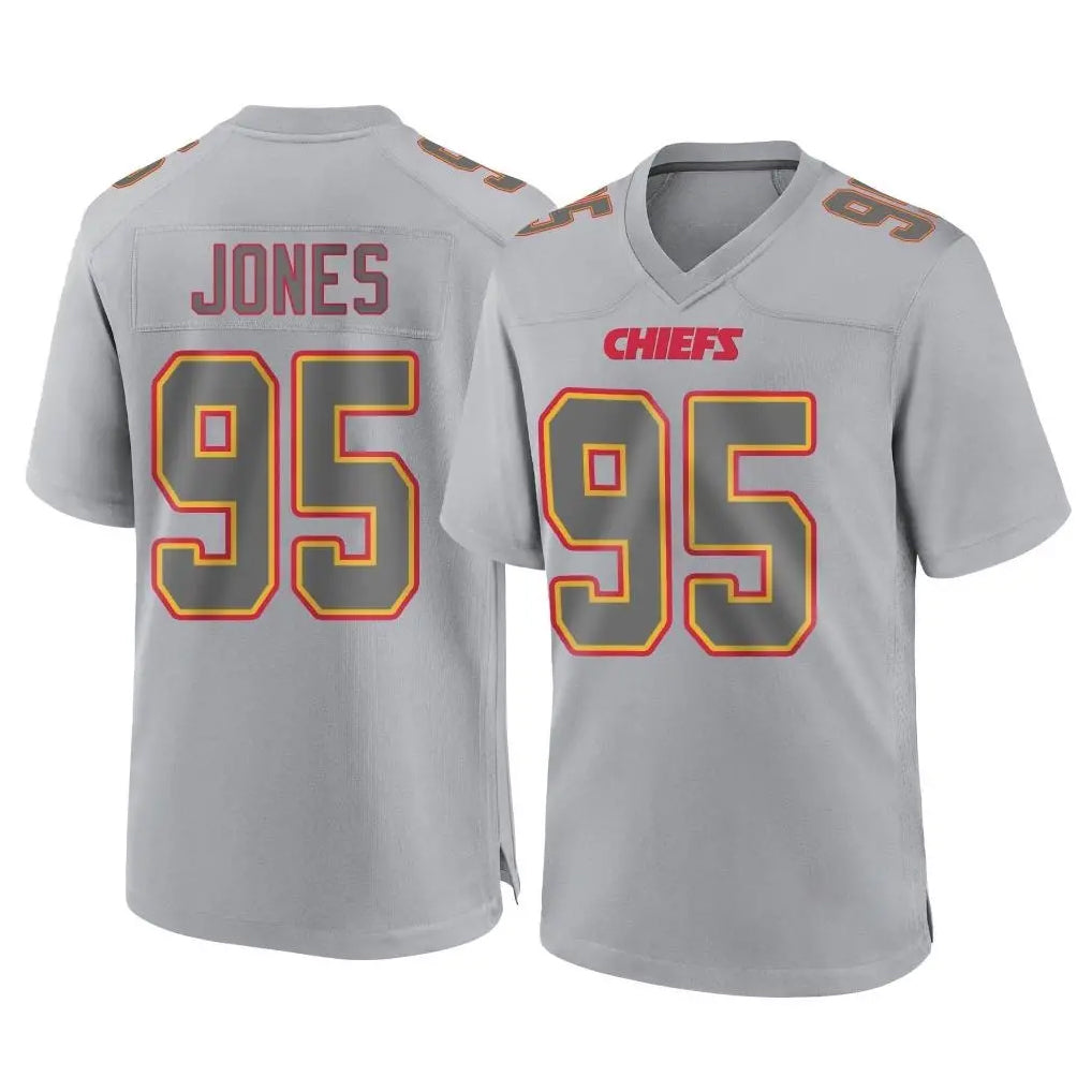 BIPIHUC KC.Chiefs #95 Chris Jones Player Gray Atmosphere Fashion Game Stitched Jerseys