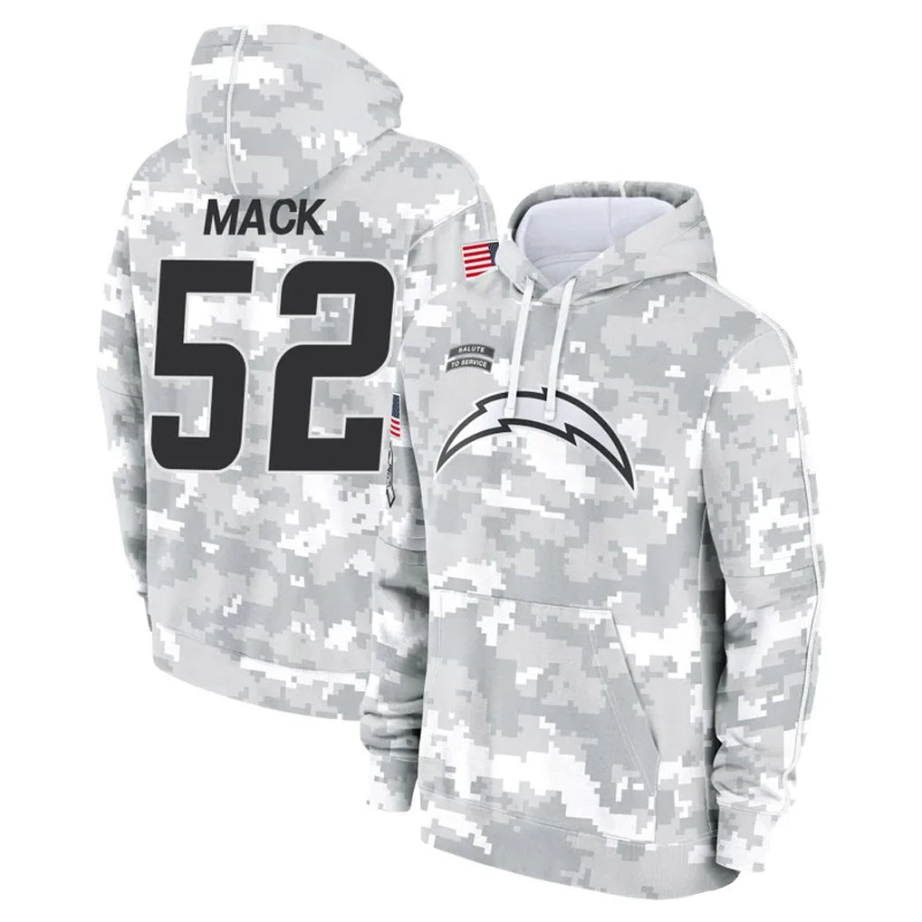 BIPIHUC LA.Chargers #52 Khalil Mack Player Arctic Camo Salute to Service Hoodies Game Stitched Jerseys