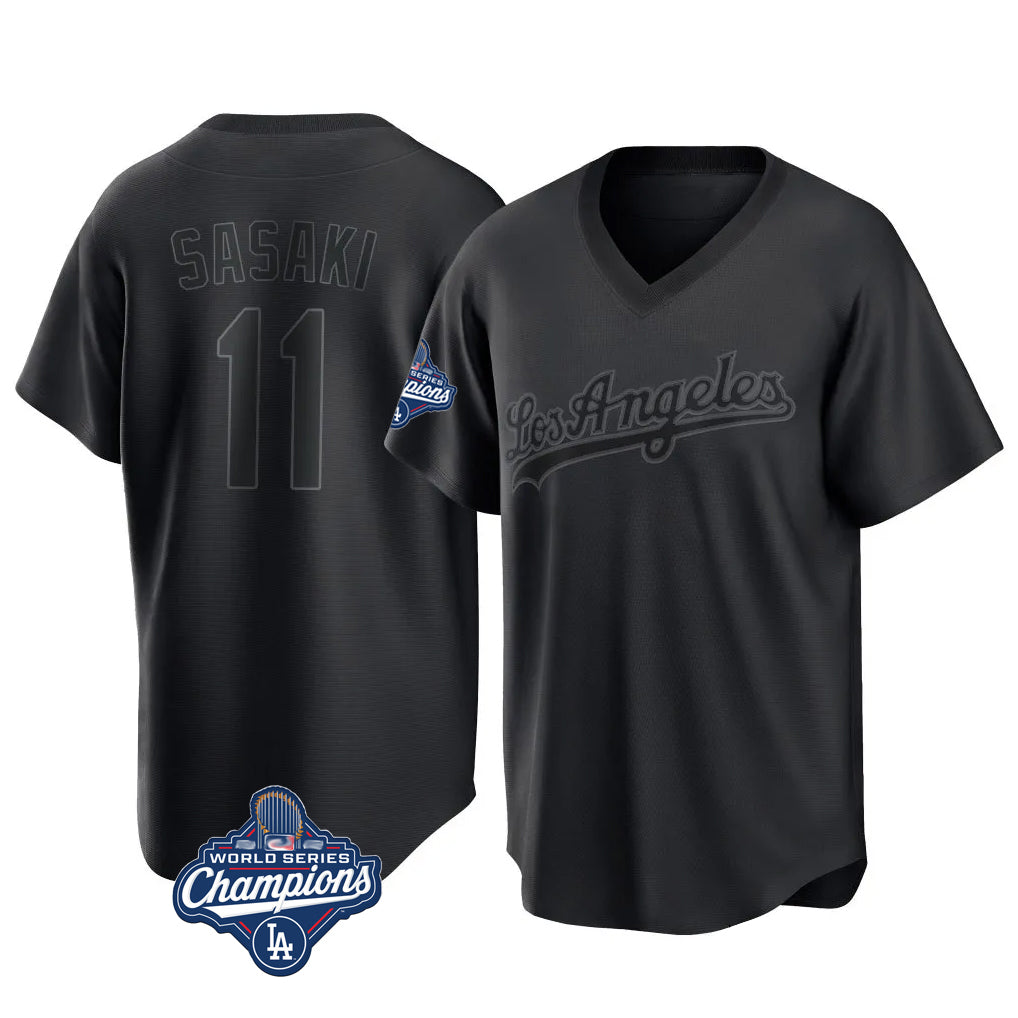 BIPIHUC LA.Dodgers #11 Roki Sasaki Player Black World Series Meet Pitch Fashion T-shirt Stitched Jerseys