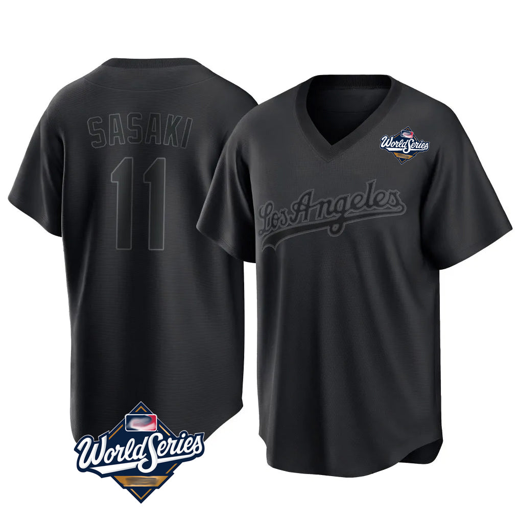 BIPIHUC LA.Dodgers #11 Roki Sasaki Player Black World Series Pitch Fashion T-shirt Stitched Jerseys