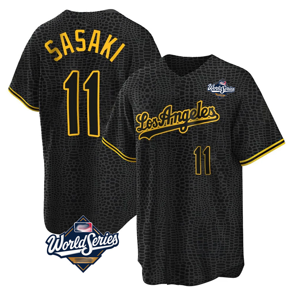 BIPIHUC LA.Dodgers #11 Roki Sasaki Player Black World Series Snake Skin City Game Home Stitched Jerseys