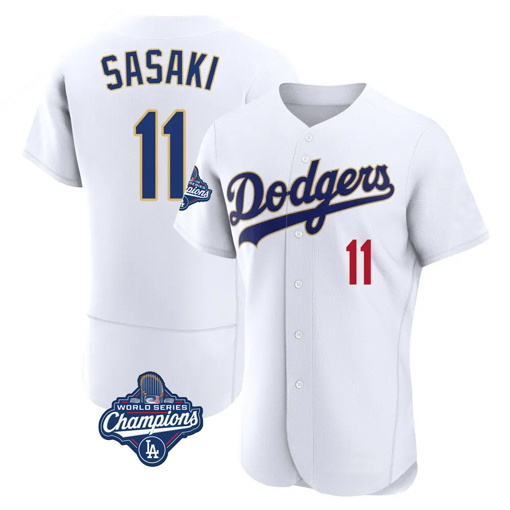 BIPIHUC LA.Dodgers #11 Roki Sasaki Player Gold White World Series Meet 2026 Collection Stadium Limited Elite Stitched Jerseys