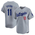 BIPIHUC LA.Dodgers #11 Roki Sasaki Player Gray Limited Home Stitched Jerseys
