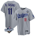 BIPIHUC LA.Dodgers #11 Roki Sasaki Player Gray World Series Game Home Stitched Jerseys